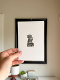 Jenga building Linocut