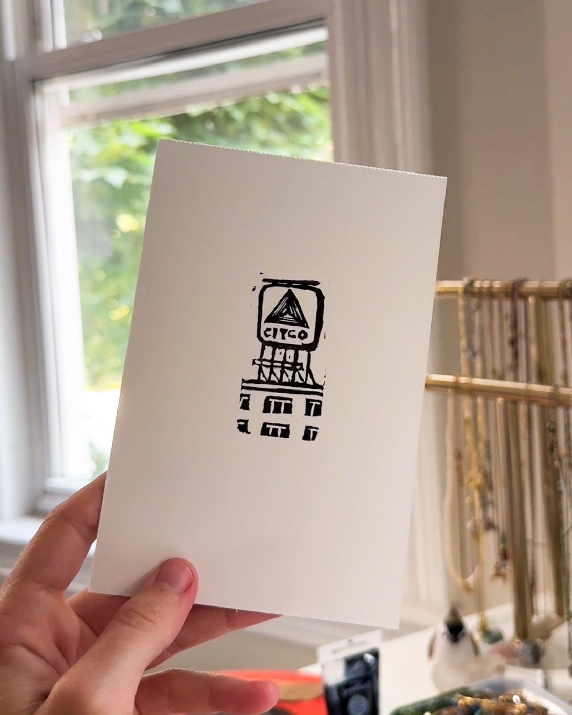 Citgo sign linocut